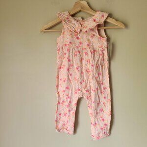 Cat & Jack Baby Girls' Collar Floral Aop Romper, Size 18M - Peach Orange